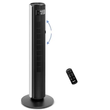 LEVOIT Ventilatore a Torre 108cm, Regolazione 60° Su-Giù, 90° Sinistra-Destra Ventilatore Silenzioso, Potente 7,9m/s per Camere da Letto, Stanze Grandi, 4 Modalità, 12 Velocità, 1-12H, Telecomando