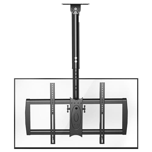 XINLEI Supporto da soffitto per TV, adatto per display LCD LED al plasma da 37-75 pollici con VESA massimo 600 x 400 mm, carico fino a 50 kg, girevole e inclinabile, regolabile in altezza MC61A