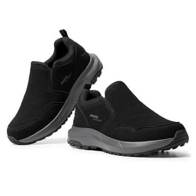 FitVille Scarpe Uomo Senza Lacci Pianta Larga Loafer e Mocassini Scarpe da Camminata Escursionismo Trekking Antiscivolo Casual Slip-on Sneakers per Piedi Sensibili Gonfi Nero 43 EU Larga