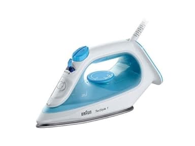 Braun TexStyle 1 Ferro da Stiro a Secco e a Vapore Piastra in Ceramica 2000 W Blu, Bianco
