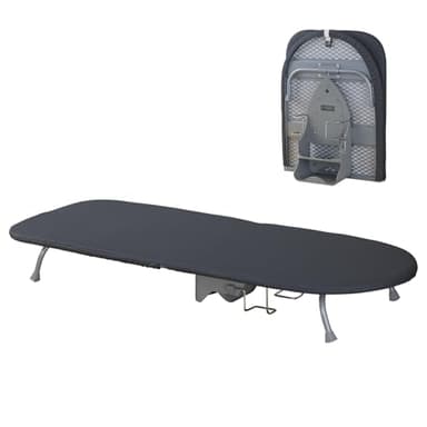 Piccolo asse da stiro da tavolo pieghevole, mini asse da stiro salvaspazio, mini tavolo da stiro, con supporto in ferro, con copriasse da stiro nero, 89 cm x 33 cm
