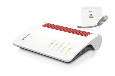 AVM FRITZ!Box 7690 (router DSL Wi-Fi 7 con 5.760 Mbit/s (5 GHz) e 1.376 Mbit/s (2,4 GHz), fino a 300 Mbit/s con supervectoring VDSL e ADSL2+, rete Wi-Fi, base DECT, versione in lingua tedesca)