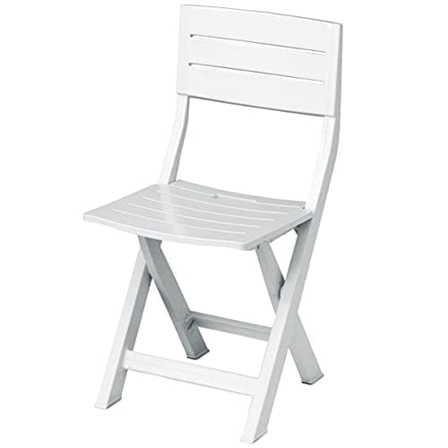 Sedia Giardino Resina Vette Gilda Pieghevole Bianco cm.39x43x80h