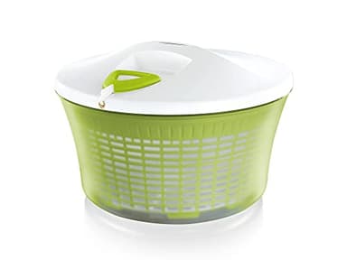 Leifheit ComfortLine Centrifuga insalata, capacità 5,5 litri,Insalatiera centrifuga con meccanismo a trazione destra/sinistra nel coperchio, Scolapasta e setaccio