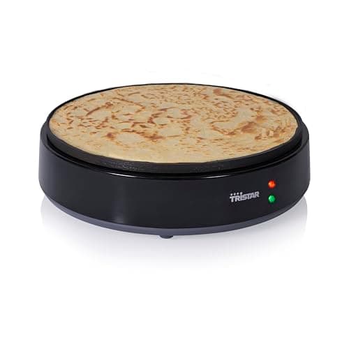 Tristar Crepiera - 30 cm - 1200 W - Riscaldamento Rapido - Rivestimento Antiaderente - 10 Livelli di Calore - Senza BPA - Stoccaggio Compatto - Inclusi Spatola & Bastoncino a T, BP-2627
