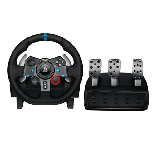 Logitech G G29 Driving Force volante da corsa e pedali con ritorno di forza dinamico reale, leve al volante in acciaio inox, coprivolante in pelle per PS5, PS4, PC, Mac - Black