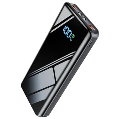 Debopo Power Bank 20000mAh, Caricatore Portatile USB C 20W SCP 22.5W Ricarica Rapida Funzione, Design Sottile Potente Powerbank con Torcia e LED Display per Smartphone, Tablet, All'aperto Campeggio