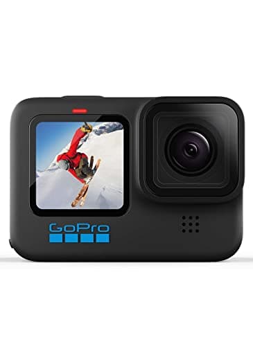 GoPro HERO10 Black - Action Camera impermeabile con LCD anteriore e schermi posteriori touch, Video Ultra HD 5.3K60, Foto da 23 MP, Streaming live 1080p, Webcam, Stabilizzazione, Nero (Black)