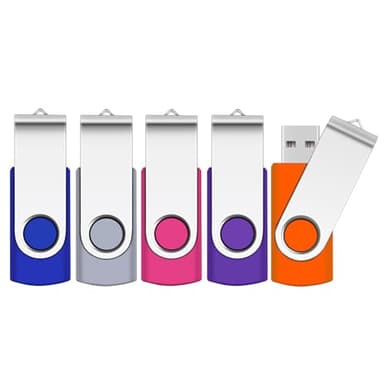 8GB 5 Pezzi Chiavetta USB 2.0 SRVR Girevole Pen Drive per archiviazione dati Unità Pennetta USB con Corda (Multicolore)