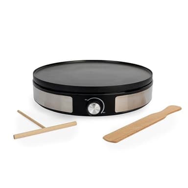 Petra 2 in 1 Crepiera – Macchina per pancake, prepara 1 crepe grande o 7 mini pancake, piastra reversibile da 33 cm, antiaderente, strumento per crepes in legno e spatola inclusi, 1500W, PT6225VDE