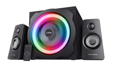 Trust Gaming 2018 Tytan GXT 629 Set Altoparlanti con Subwoofer 2.1, Illuminazione RGB, 120 W, Casse PC da con Telecomando Wireless per Computer, Portatile, Tablet, Smartphone - Nero