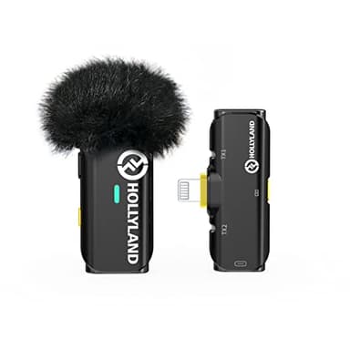 Hollyland Lark C1 Microfono Lavalier Wireless per iPhone con Lightning Certificato MFi 200M 8H Cancellazione del Rumore Plug-Play 2.4GHz Micro Lavalier Senza Fili per YouTube Vlog Video, 1TX+1RX