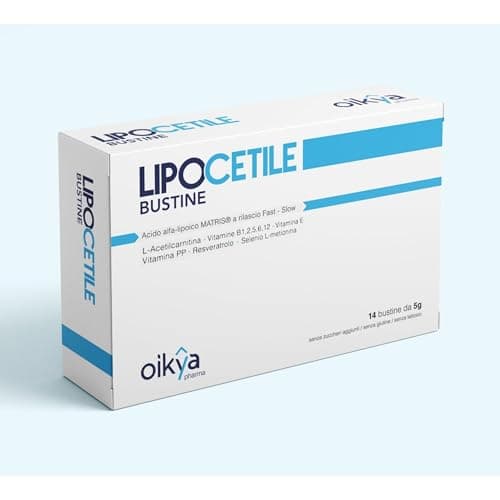 OikyaPharma Lipocetile Integratore Alimentare Neuropatie Periferiche | Confezione 14 Bustine da 5g | Sostegno del Sistema Nervoso Con Resveratrolo | Senza Lattosio Senza Glutine