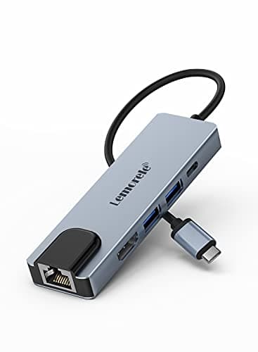 Lemorele Hub USB C Ethernet - 5 in 1, Spazio Alluminio Docking Station con HDMI 4K, PD 100 W, USB A 3.0/2.0, Ethernet LAN RJ45, Multiport Adattatore MacBook Air/Pro, iPad, Switch, Chromecast, Windows