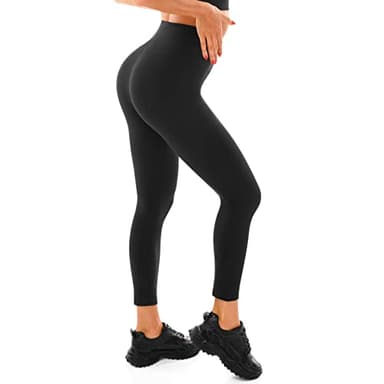 Walifrey - Leggings da palestra da donna, a vita alta, neri, per allenamento, palestra e sport, S-M