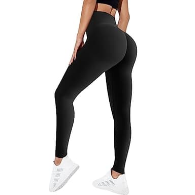 NIBESSER Leggins Sportivi Donna Push Up Senza Cucitura Leggings Modellante a Vita Alta Anticellulite Pantaloni Palestra Donna Elastici Morbidi per Yoga Fitness Corsa, Nero, M
