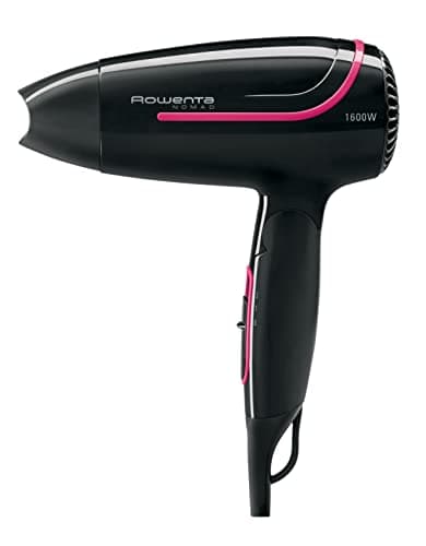 Rowenta Nomad Asciugacapelli, Asciugacapelli da Viaggio Compatto e Pieghevole, 1600 W, 2 impostazioni di Temperatura/Velocità, Anello di aggancio, Concentratore, CV3323
