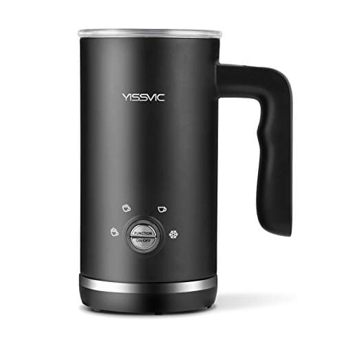 Yissvic Montalatte Elettrico Cappuccino 4 in 1 Schiumatore 600W 300ml Montalatte in Acciaio Inox Rivestimento Antiaderente per Caffè, Latte, Cappuccino, Nero