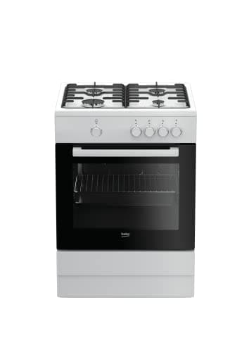 beko FSG62000DW Beko-FSG62000DW-Cucina e Forno Integrato a Gas, Piano Cottura con 4 Fornelli-Bianco, 60 x 60 x h85 cm, 2900 W, 64 Litri, Acciaio Inossidabile