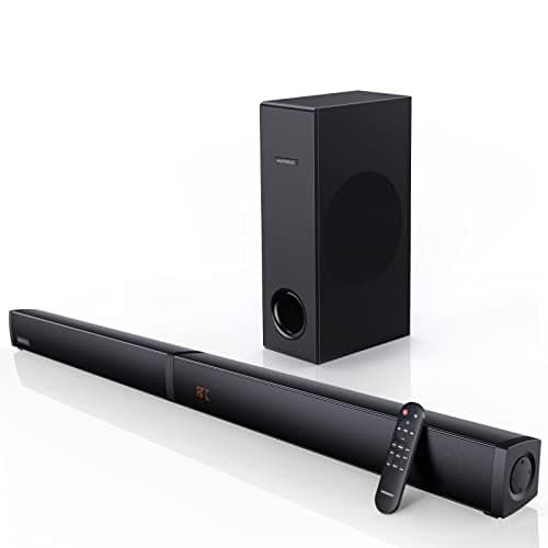 MEREDO Soundbar, 180W 2 in 1 2.1CH rimovibile Soundbar per TV con 5,25'' subwoofer, connessione ARC/BT 5.0/ottica/AUX 5 modalità EQ Bassi profondi Suono surround 3D per home theater-37 pollici