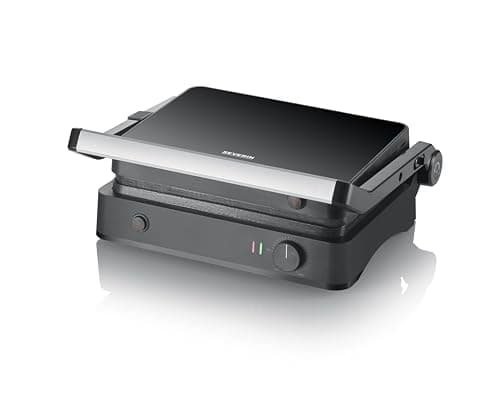 SEVERIN KG 2398 SEVINI LIGHT, Bistecchiera elettrica, Regolazione della temperatura, Utilizzabile con apertura a 180°C, Rivestimento piastra in ceramica, Maniglia Safe Touch, 1800 Watt