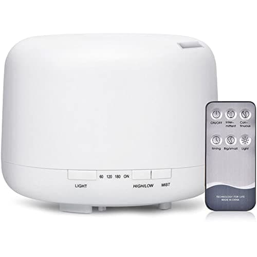 NexusTech® Diffusore di Oli Essenziali 500ml con Telecomando, Umidificatore Ambiente Silenzioso ad Ultrasuoni con Luce LED a 7 Colori