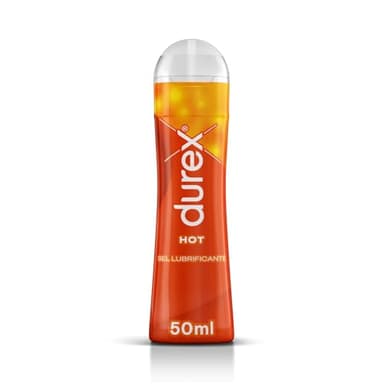 Durex Hot, Lubrificante Sessuale Intimo, Gel Lubrificante a Base d'Acqua Adatto per Massaggi e Preliminari, Effetto Caldo, 50 ml