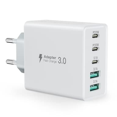 Caricatore USB C 50W,5-Porto Veloce Presa USB C Caricatore per iPhone 15,Multiplo Carica Spina Rapido Caricabatterie per iPhone 14/Pro Max/12/11/SE/XR/XS/8/iPad/Samsung S23/S22/S21
