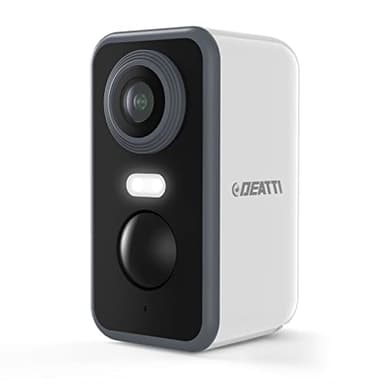 DEATTI 2K Telecamera Wi-Fi Interno/Esterno Senza Fili a Batteria, Videocamera Sorveglianza Interno, Rilevatore di Movimento PIR, Visione Notturna a Colori, Audio a 2 Vie, Sirena, IP66, SD/Cloud
