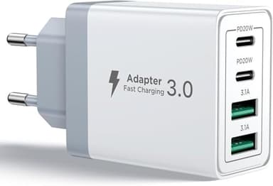 Caricatore USB C Rapido 40W 4Porto Presa USB Caricatore Multipla PD & QC3.0 Carica Cellulare, Spina Alimentatore USB C Caricabatterie per Samsung S22 S23 S24 iPhone 15 16 14, Spinotto Muro Adattatore