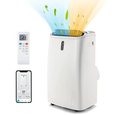 GYMAX Condizionatore Portatile 14000 BTU 5 in 1, Classe A, GMCC, R290, Riscaldare/Raffreddare/Deumidificare/Ventilare/Modalità Notturna, Timer 24H, WIFI APP&Telecomando