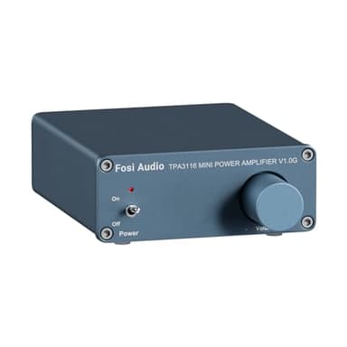 Fosi Audio V1.0G Amplificatore Audio, Chip TI TPA3116D2, 50Wx2, Mini Amplificatore HiFi Stereo, 2.0 Canali Class D Integrato, Stile Retrò anni '70 e '80, per Sistema HiFi Domestico, Diffusori Passivi