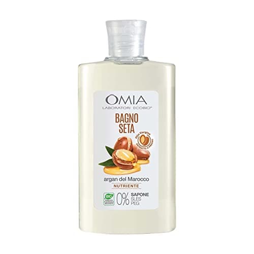Omia, Bagno Seta Erboristico all'Olio di Argan del Marocco, Bagnoschiuma per Pelli Aride e Irritabili, Rende la Pelle Elastica e Protetta, Dermatologicamente Testato - Flacone da 400 ml