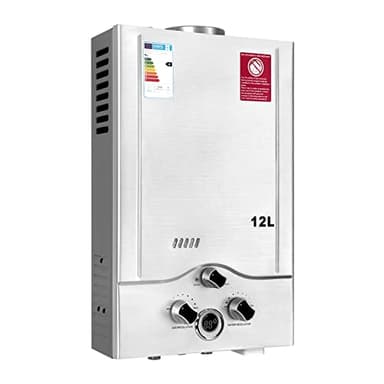Scaldabagno a Gas 12LPM, Scaldabagno Gas GPL 24KW con la Più Bassa Pressione dell'Acqua Disponibile di 0,2 bar, Funzionamento a Propano e Butano