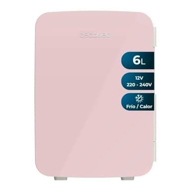 Cecotec Frigorifero Piccolo Bolero MiniColing 6L Bahamas Rosa. Capacità 6L, Funzionamento 12-220V, Compatibile con Auto e Roulotte, Funzione Freddo e Caldo, Temperatura Regolabile da 5°C a 65°C