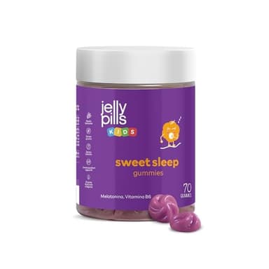Jelly Pills® 70 Melatonina Gummies e vitamina B6 Bambini - Senza zuccheri aggiunti - 0.5 mg dose giornaliera di melatonina per un buon sonno notturno - Gusto di frutti di bosco 10 settimane
