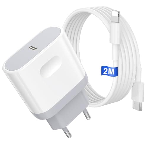 Caricatore iPhone 20W - Certificato MFi - Caricabatterie Rapido USB C con Cavo Lightning 2M Alimentatore a Ricarica Rapida PD 3.0 per iPhone 14/14 Pro Max/14 Pro/14 Plus/13/12/11/Xs/Xr/X/8