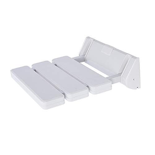 RMAN® Sedile Doccia di Carico 130kg Sgabello Doccia Plastica Sgabello Bagno Pieghevole Sedia Doccia per Anziani Sedile da Muro, Bianco