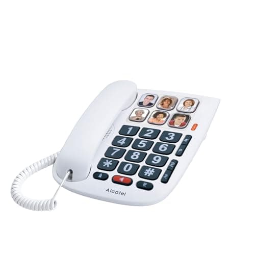 ALCATEL TMAX 10 - Telefono Fisso a Filo per Anziani - Tasti Grandi - Vivavoce - Indicatore Luminoso Chiamata in Arrivo - Tasti con Foto - Compatibile con Apparecchi Acustici - Bianco