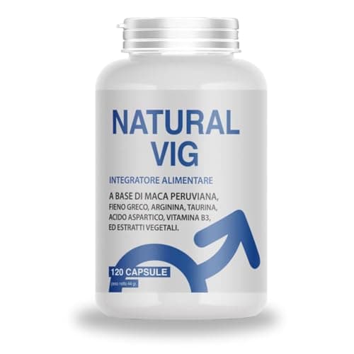NATURAL VIG 120 caps Maca nera peruviana. Booster Stimolante Naturale con Fieno Greco,Muira puama, L taurina, Arginina,Vitamine e Minerali. Forza Energia Resistenza ed energia