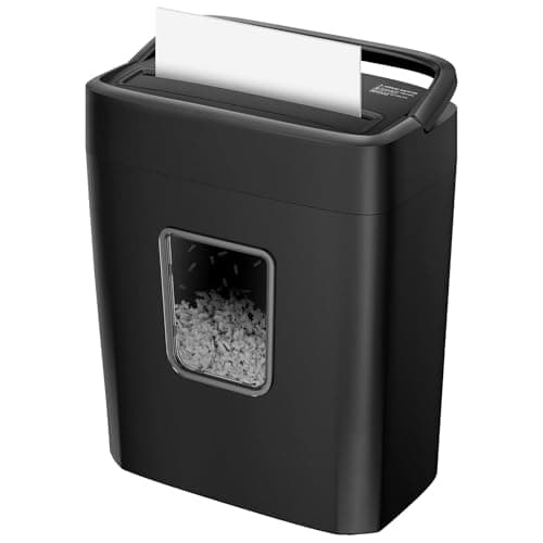 Bonsaii Distruggi Documenti 8 Fogli, Tritacarte per Casa e Ufficio, Livello di Sicurezza P-4, Taglio a Croce 5×14mm, Carte di Credito, Graffette, Protezione Surriscaldamento, Cestino 16L, C261-C