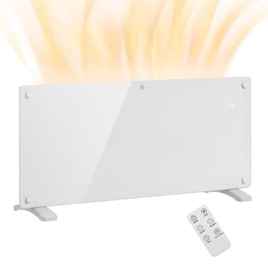 HOMCOM Stufa Elettrica Basso Consumo, 2000W Silenzioso Termoconvettore Elettrica da Parete e Terra, Termosifone Elettrico con Termostato, Timer 24h/Settimanale, Display LED e Telecomando, Bianco
