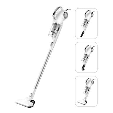 Midea MCS2045IT Aspirapolvere, 2 In 1 Scopa Elettrica con Filo, Aspirapolvere Potente 15Kpa, Tecnologia Ciclonica e Senza sacco, Soddisfa Varie Scene Di Pulizia, Bianco e Argento