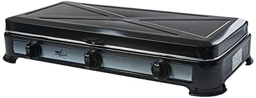 Melchioni Family Minerva 3 - Fornello a Gas 3 Fuochi, Acciaio smaltato, Potenza 2.9Kw, Nero, 59.5 x 33.5 x 11 cm