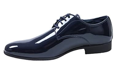 Scarpe Uomo Class Blu Scuro Vernice Linea Classica Eleganti Cerimonia (Blu Scuro Lucide, Numeric_43)