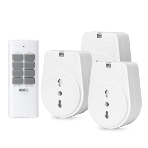 TOUCHXEL Presa Telecomandata con Telecomando 3680W, Wireless Interruttore Spine con 12 Canali Remotio, PreProgrammato Presa Radiocomandata Fino a 30m di Raggio Operativo, 3 Prese e 1 Telecomando
