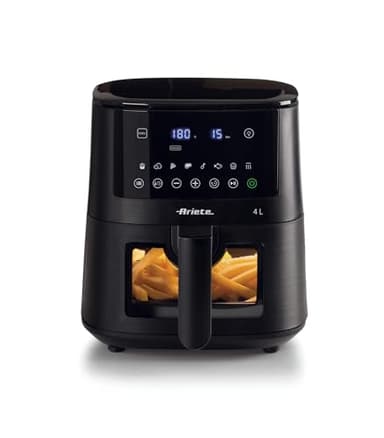 Ariete 4633 Friggitrice ad aria 4L, 1400W, Capacità 4L, 9 programmi, Funzione Shake e Grill, Temperatura fino a 200°C, Nero
