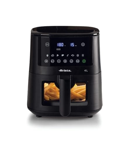 Ariete 4633 Friggitrice ad aria 4L, 1400W, Capacità 4L, 9 programmi, Funzione Shake e Grill, Temperatura fino a 200°C, Nero