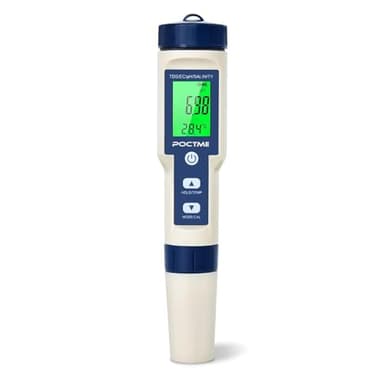 Poctme 2025 Misuratore Ph 5 in 1 Digital PH/TDS/EC/Salinità/Termometro. Analizzatore per Acqua Potabile, Piscine, Idroponica, Acquari, Spa. Display LCD con Compensazione Automatica della Temperatura.