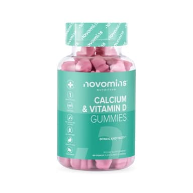 Novomins Caramelle Gommose Calcio e Vitamina D – Calcio 400 mg – Integratore Multivitaminico Muscoli e Ossa –Integratore Veg No Glutine Fornitura 1 Mese – Vitamine Gommose Masticabili con Vitamina K2